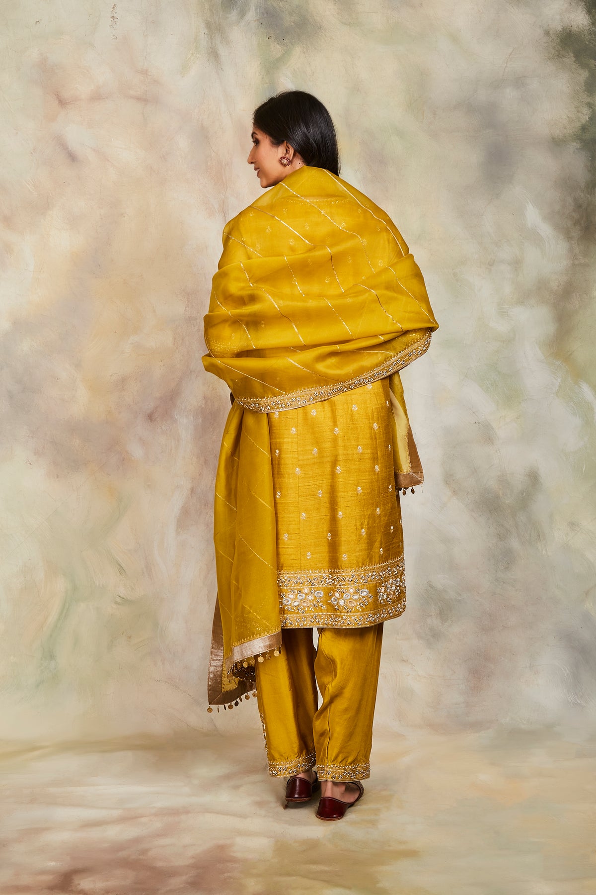 Mustard sequin kurta set
