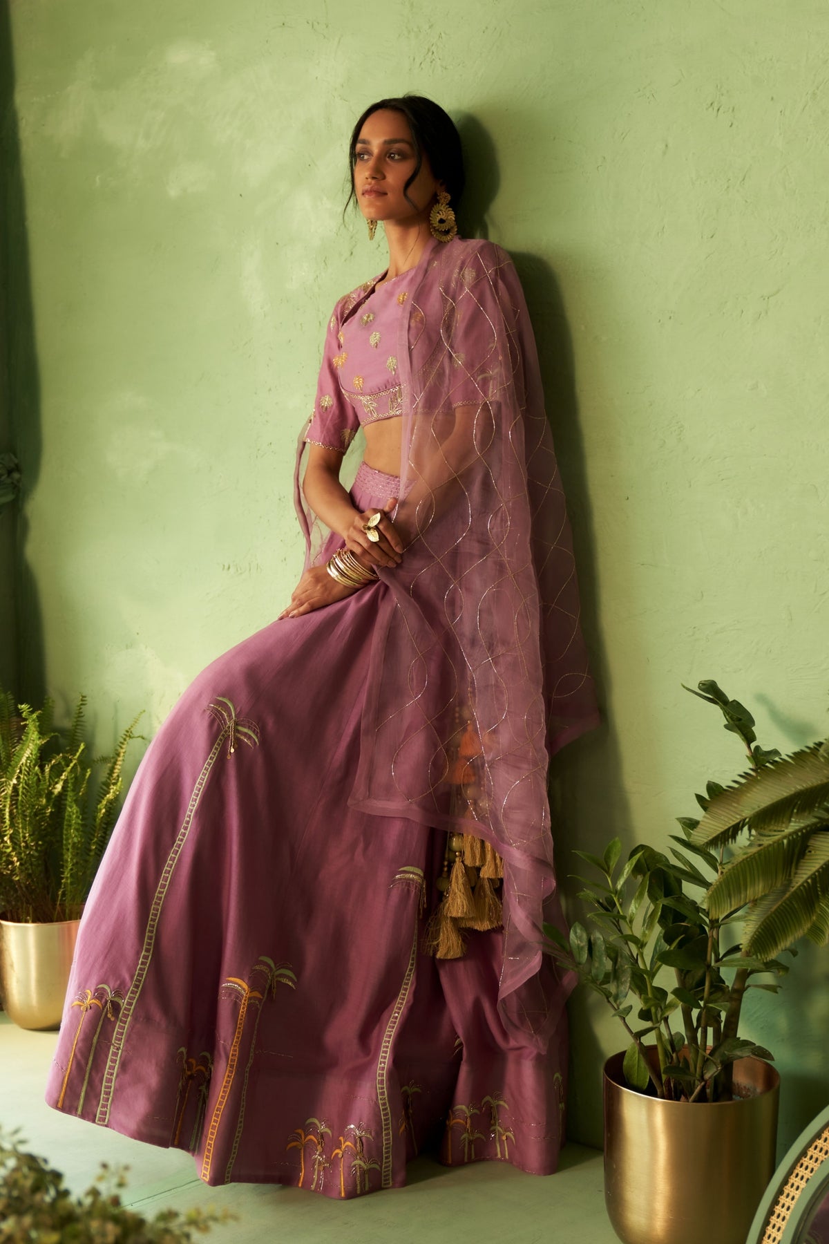 Palm Motif Lehenga Set