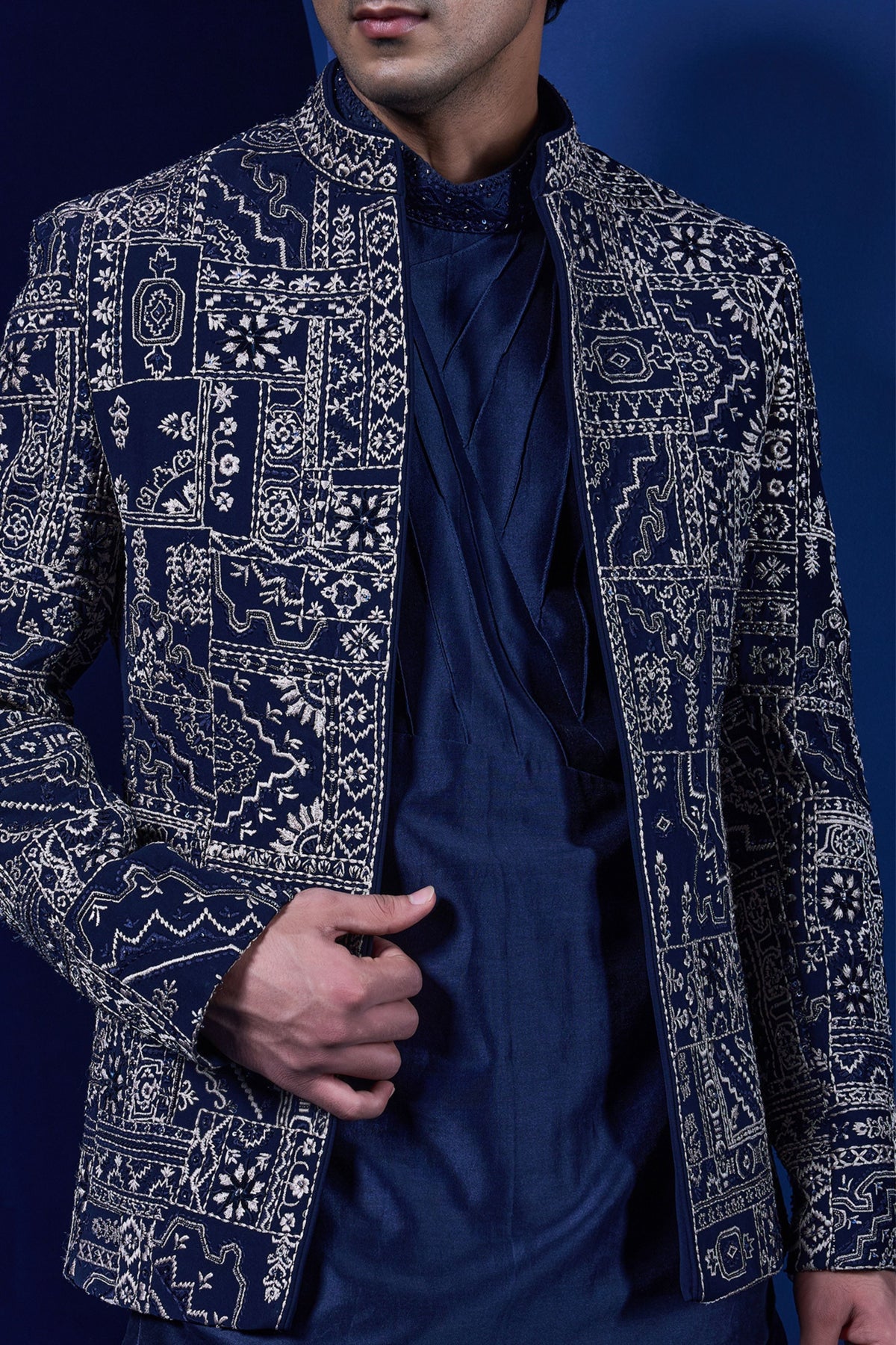 Elegant Navy Jacket Set