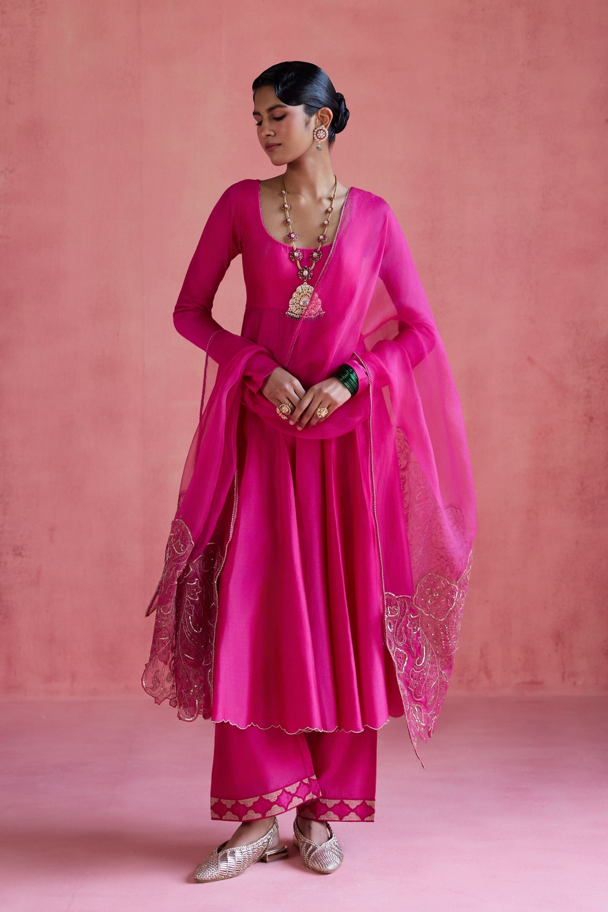 Gul Fuchsia Anarkali Set