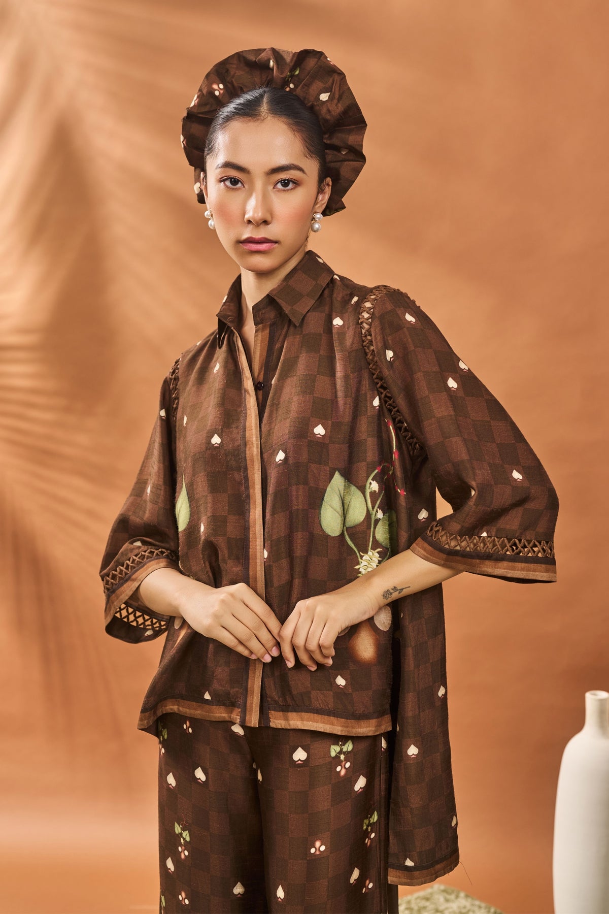 Brown Checkers Bloom Co-ord Set
