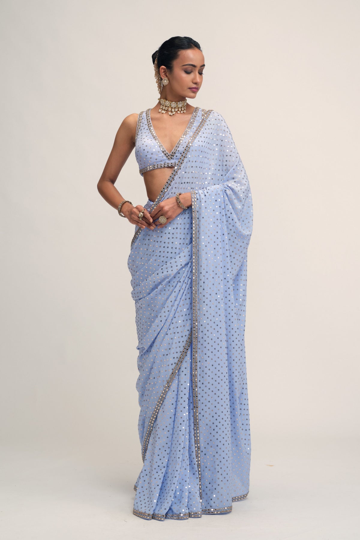Dew Embroidered Saree Set