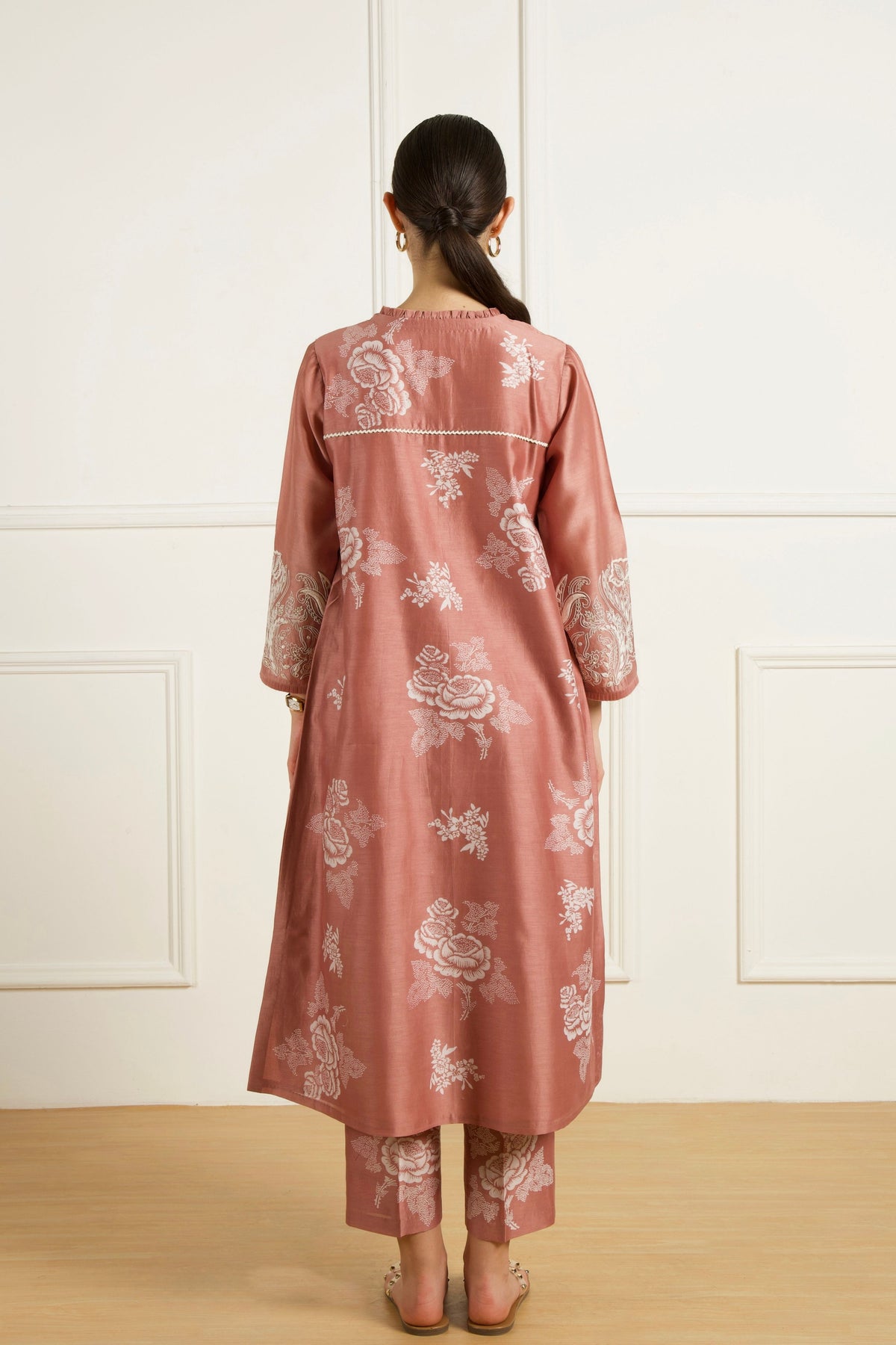 Almond Discharge Print Kurta Set