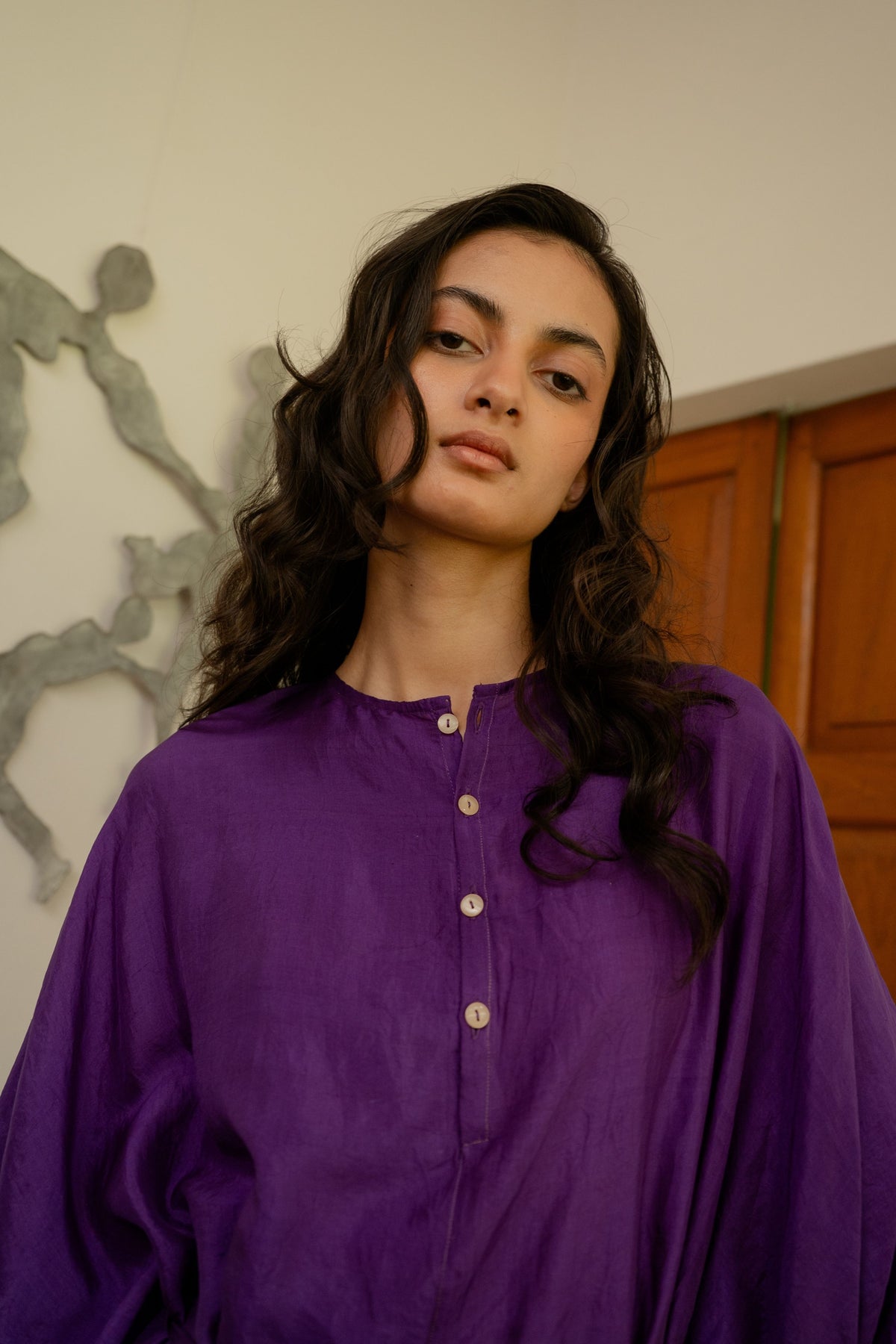Purple Tie Up Kaftan