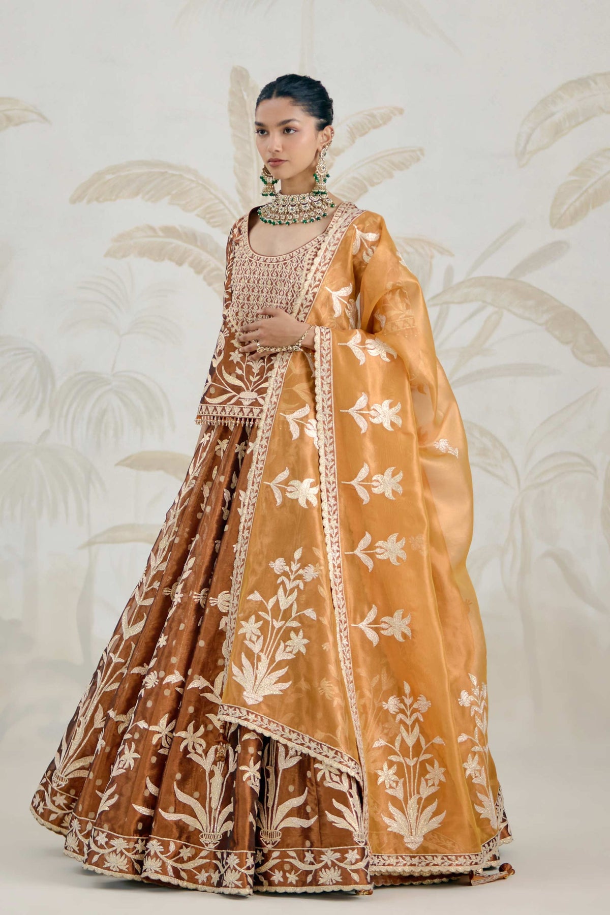Coffee Brown Kurti-lehenga Set