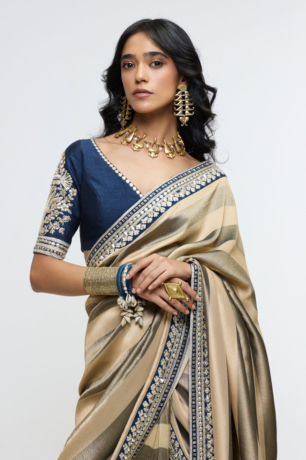 Chandra Mahal Stripe Saree Set