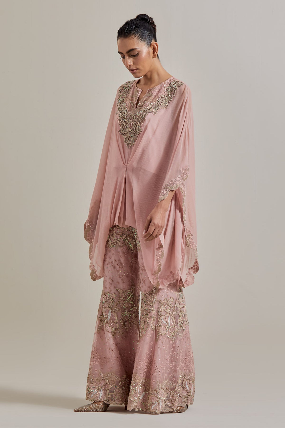 Blush Glimmer Poncho Set