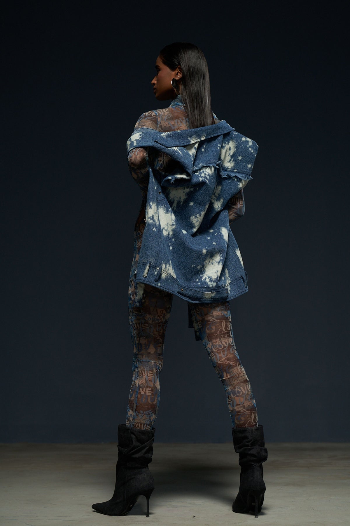 Tie-dye Biker Denim Jacket