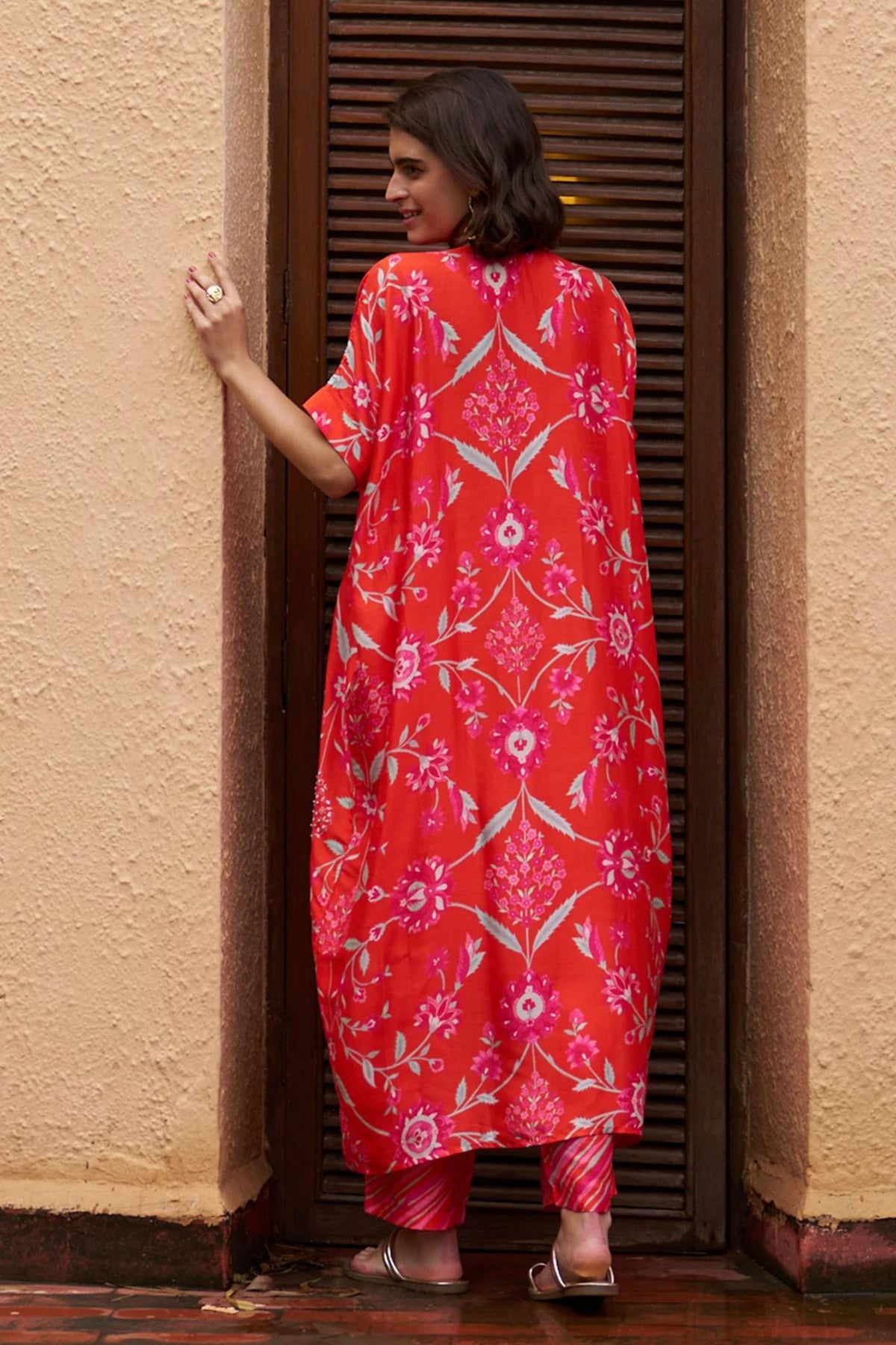 Coral Oversized Tunic Set