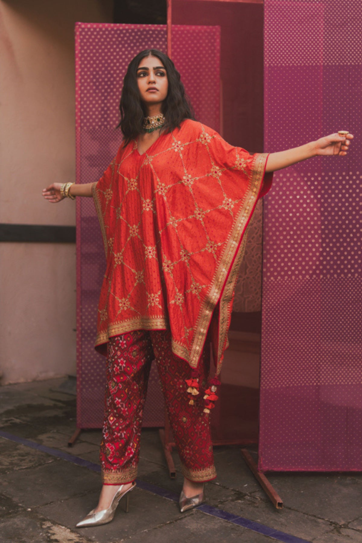 Shruti Rust Kaftan Set