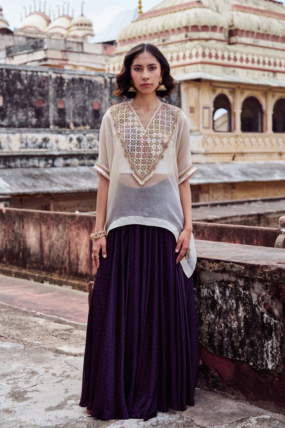 Ivory Gota Cape Set
