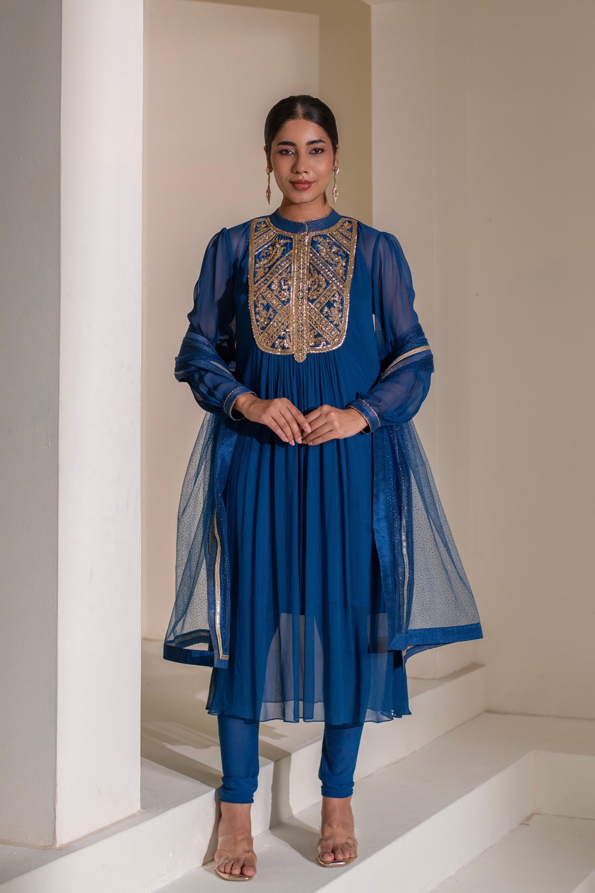 Blue  Embellished Kurta Set