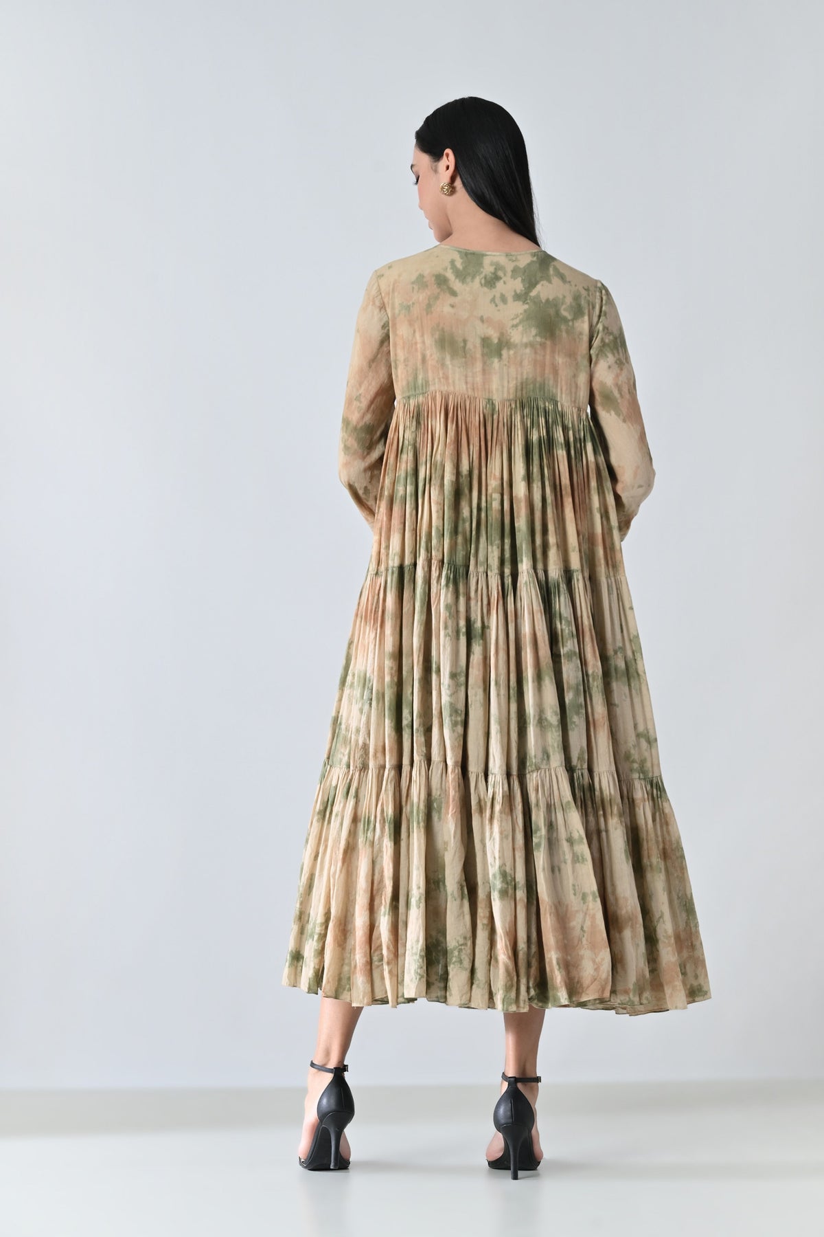 Beige Mist Tiered Midi Dress