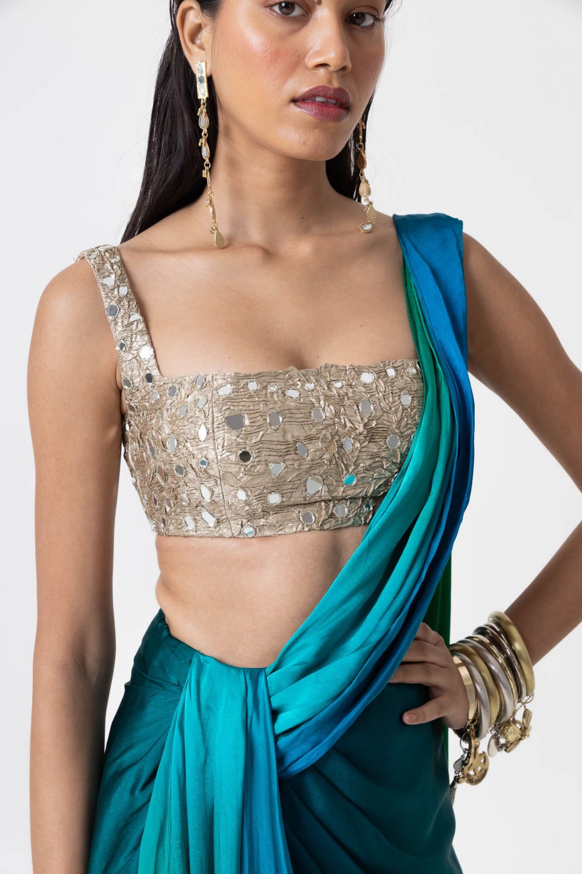 Sky Lights Drape Saree Set