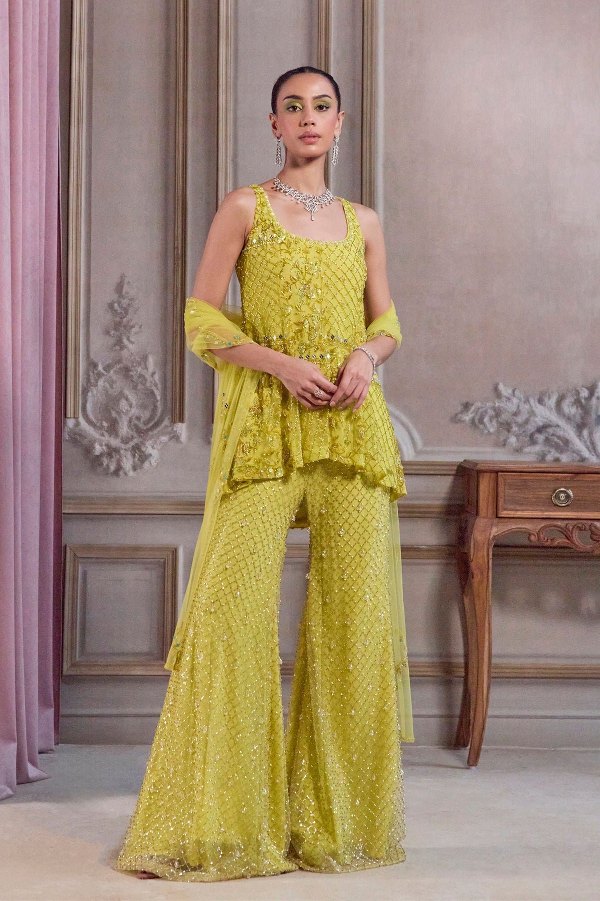 Neon Green Short Kurta Set