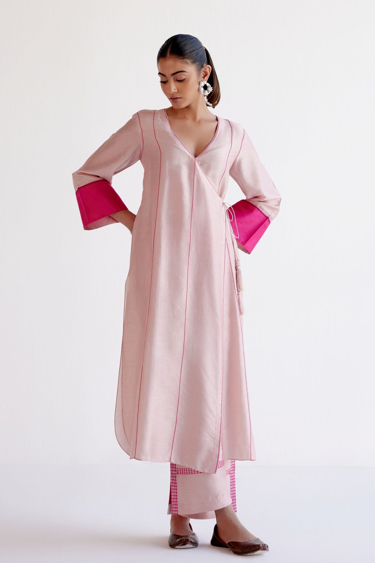 Blush Pink Angrakha Kurta Set