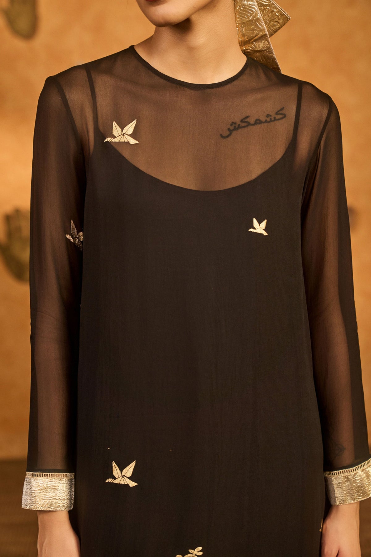 Black Bloom Anarkali Set