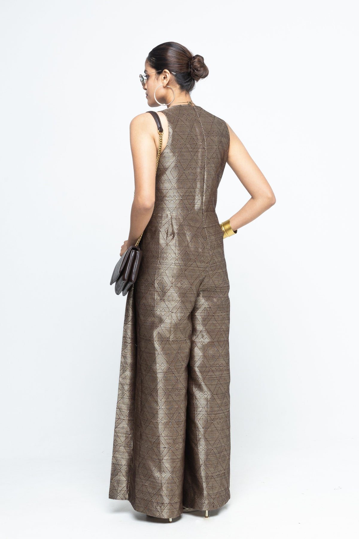 Sera Brown Metallic Jumpsuit