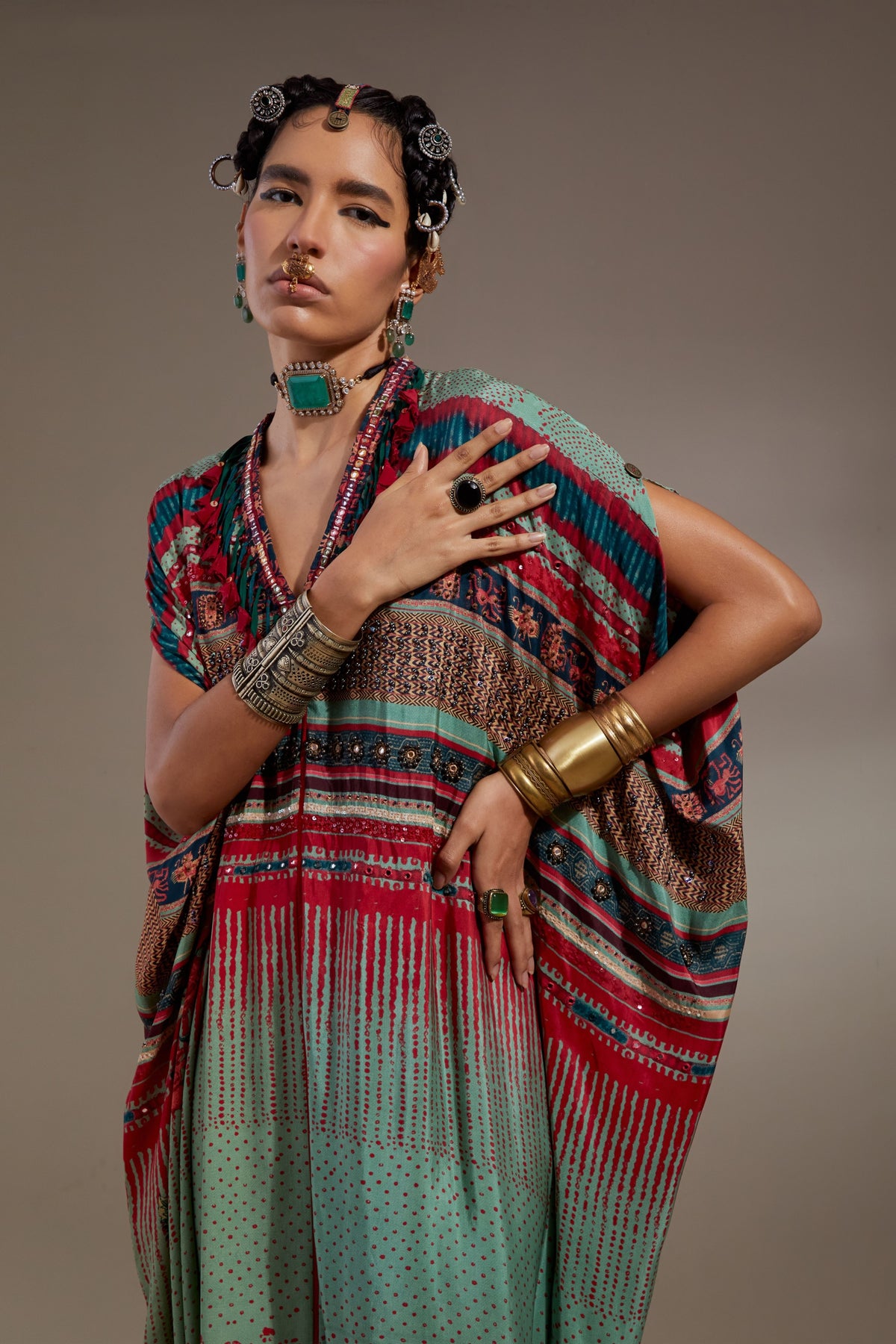 Ash Green Vayu Kaftan Jumpsuit