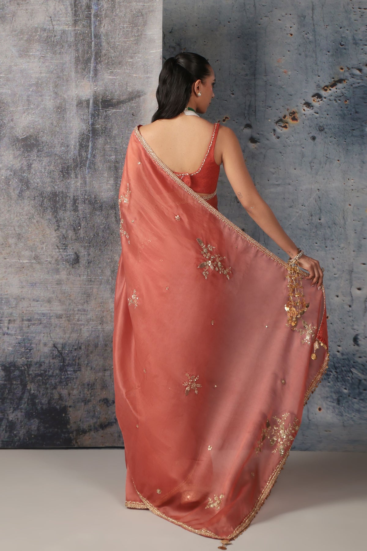 Orange Zardosi Saree Set