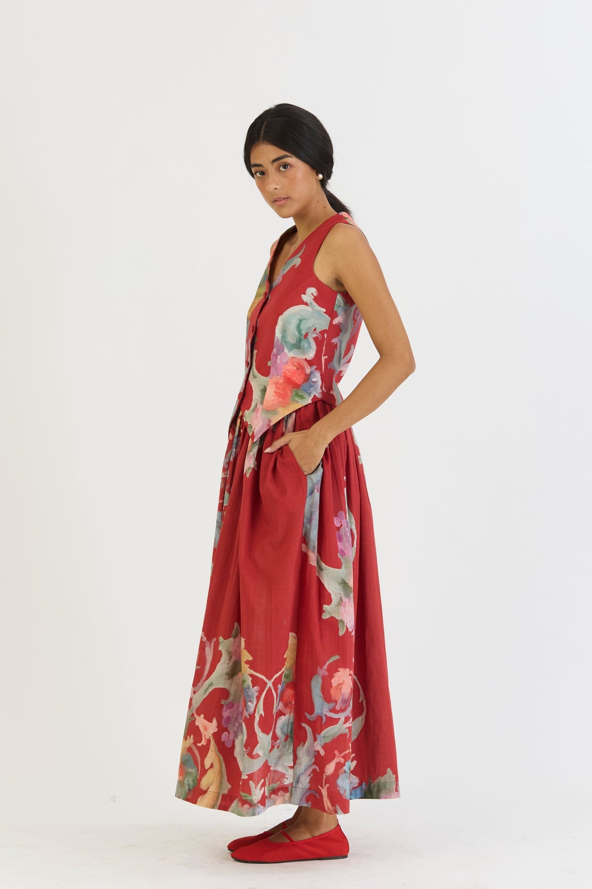 Cranberry Waistcoat and Skirt Set