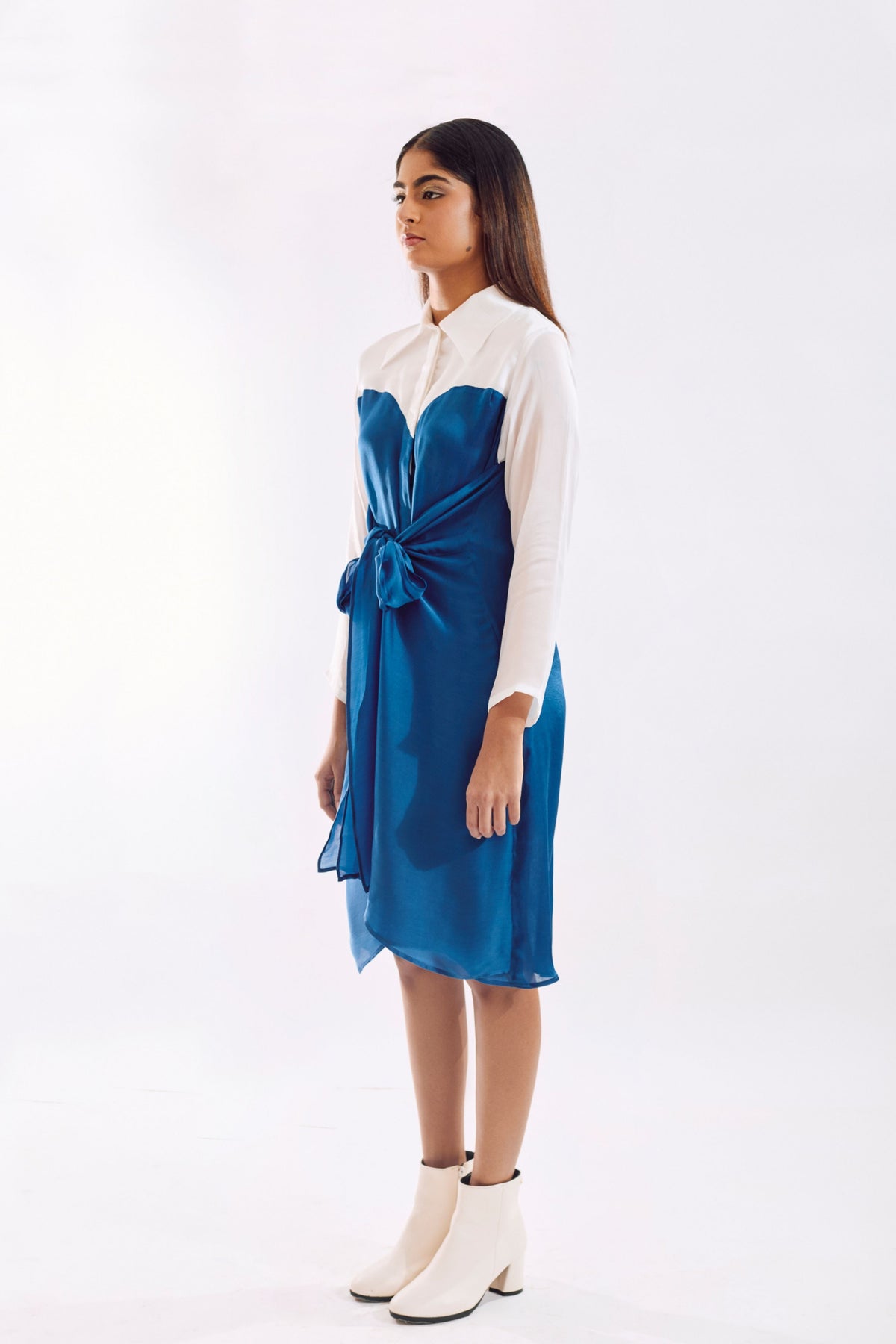 Blue Half Tie Dress