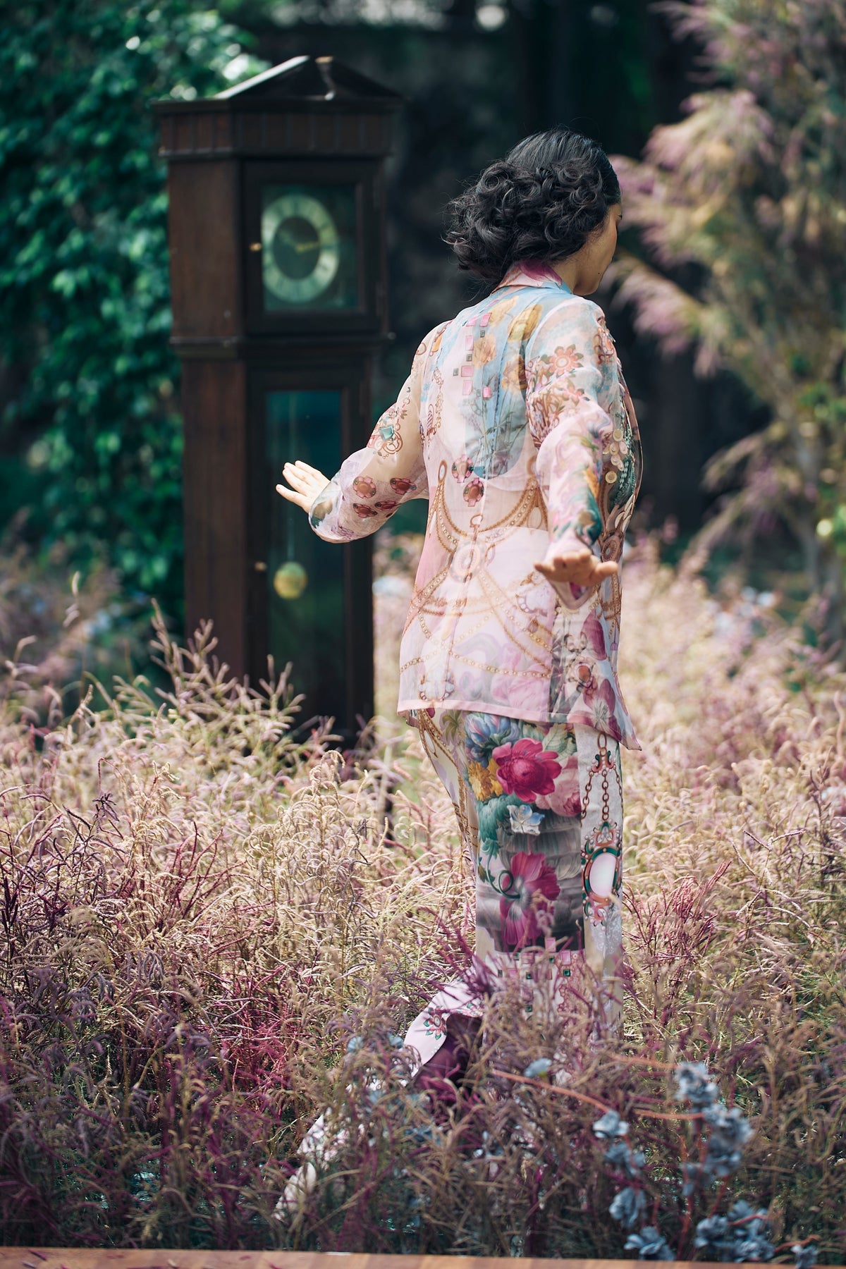 Trove Sheer Blazer and Tiered Skirt