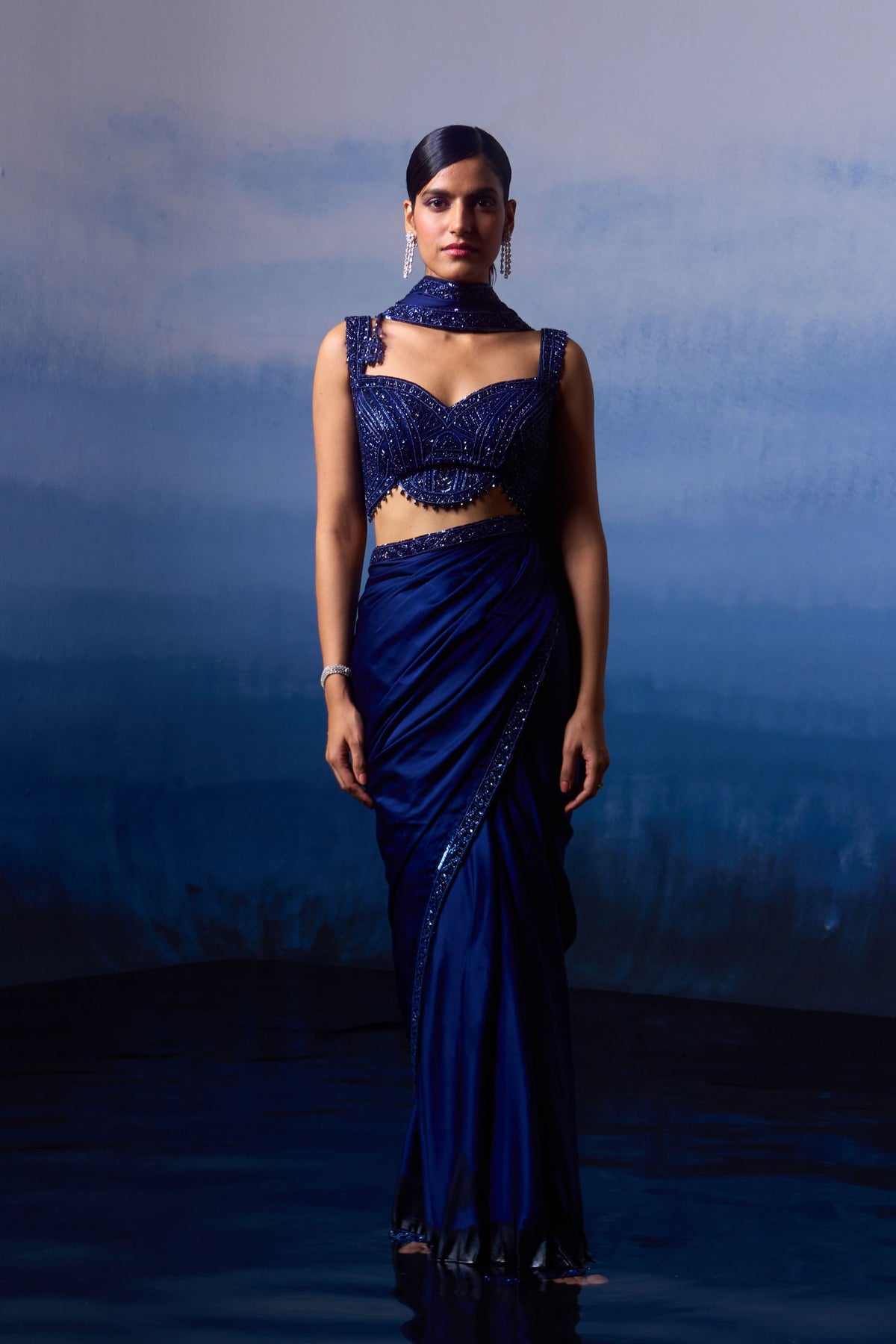 Midnight Blue Saree Set
