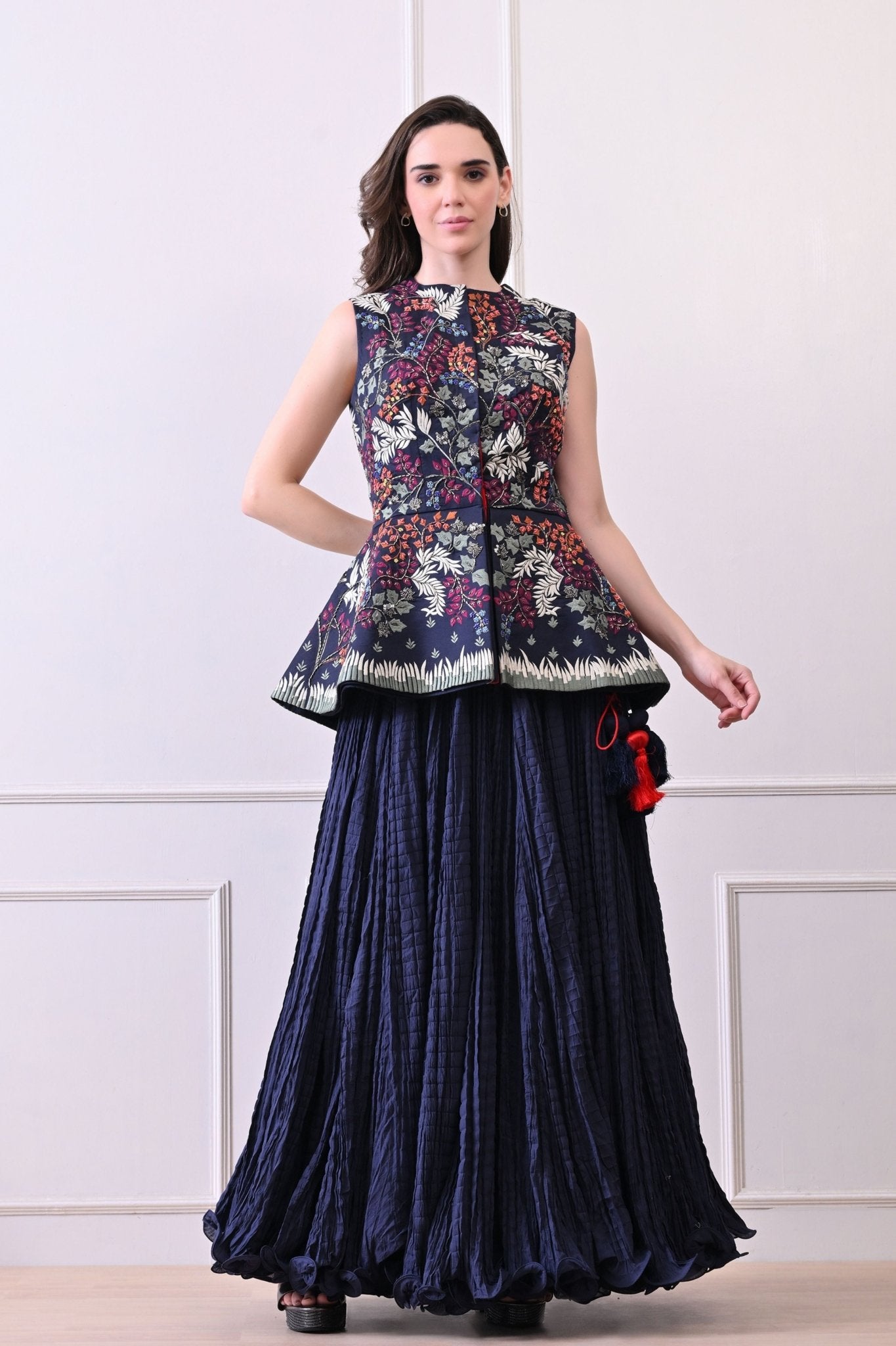 Blue Peplum Skirt Set - Samant Chauhan - Elahe