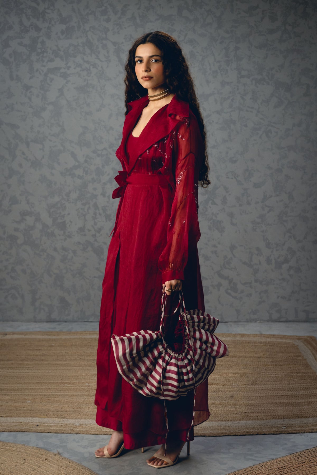 Nami Maroon Jacket Set