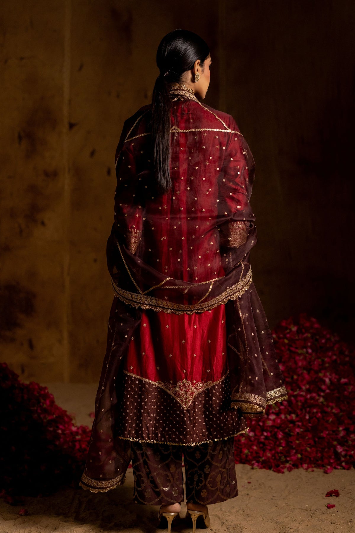 Brown Organza Dupatta