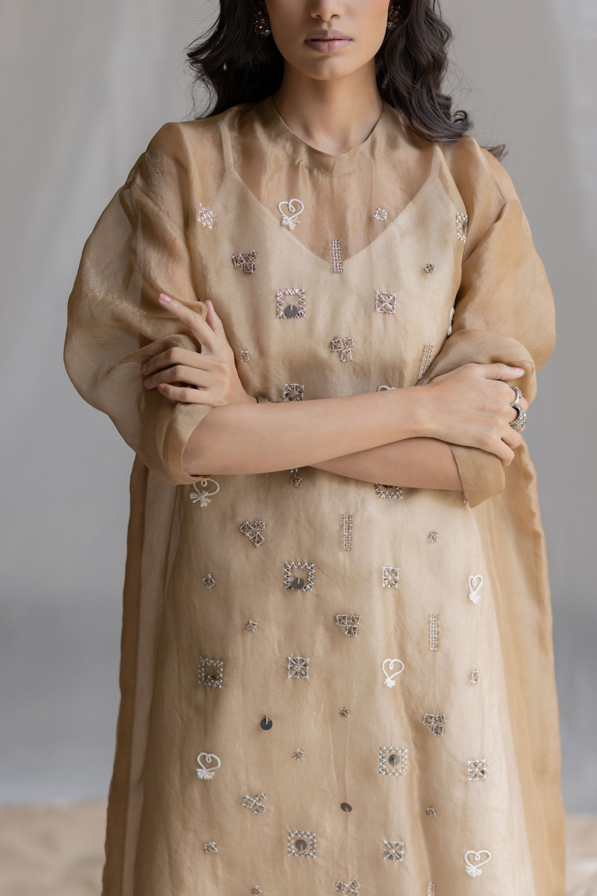 Beige Organza Dress
