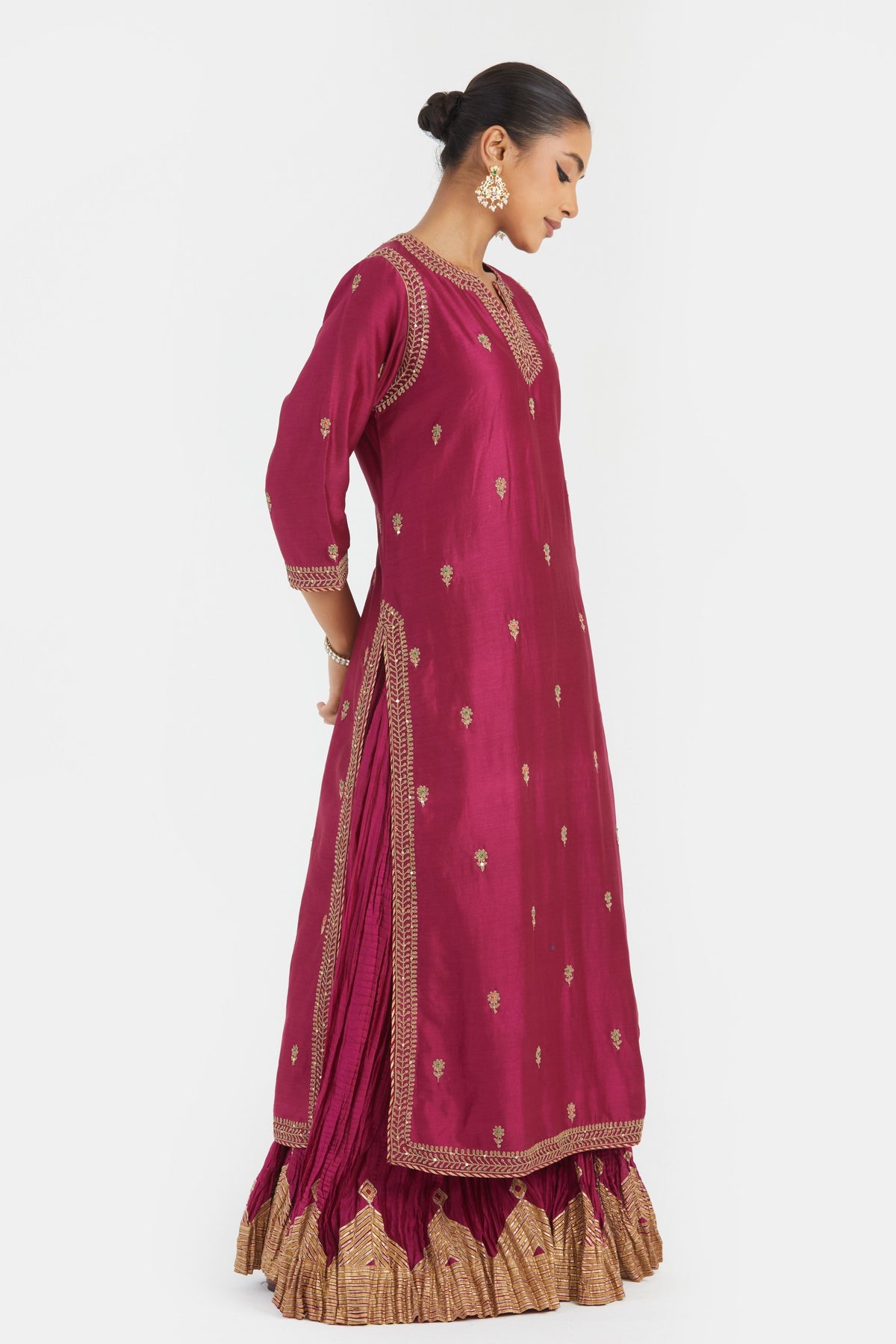 Fuchsia Chanderi Sharara Set