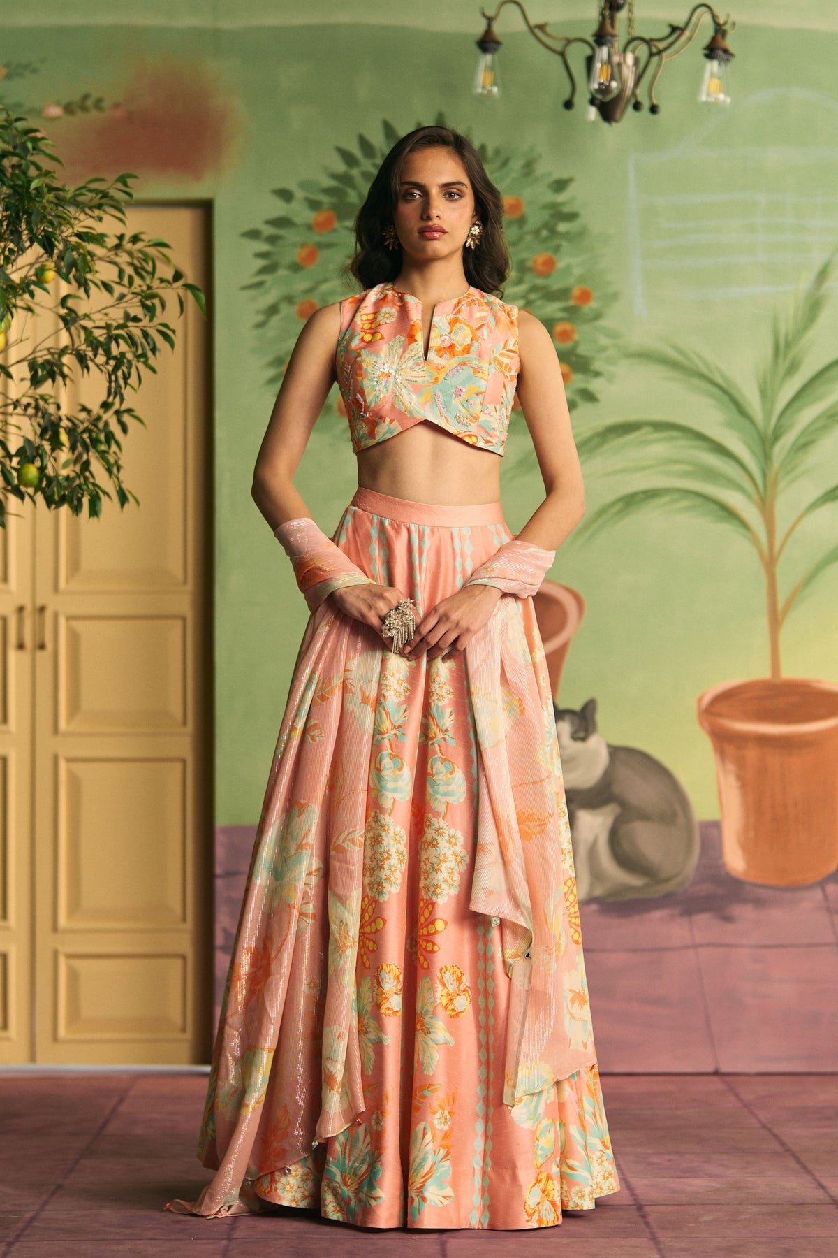 Peach Bloom Lehenga Set