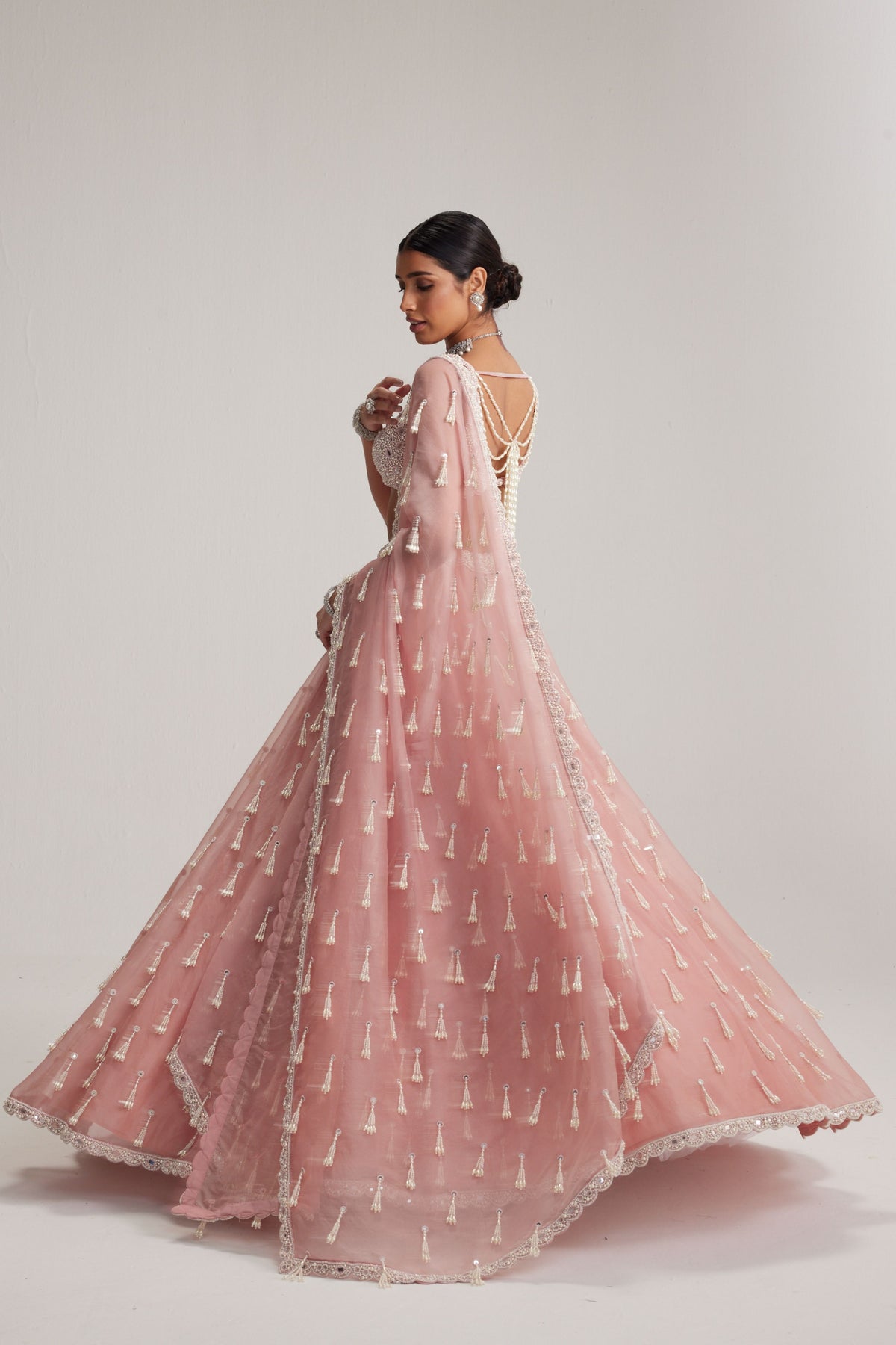 Long Pearl Tassels Lehenga Set