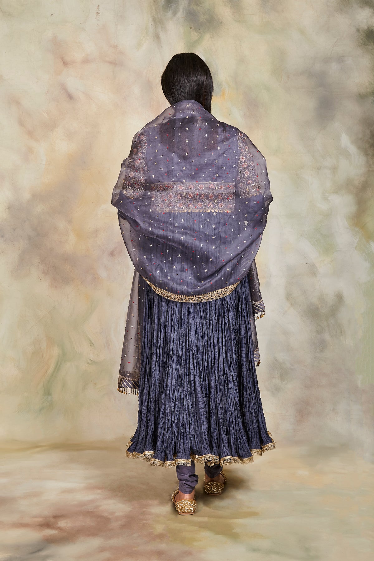 Grey anarkali set