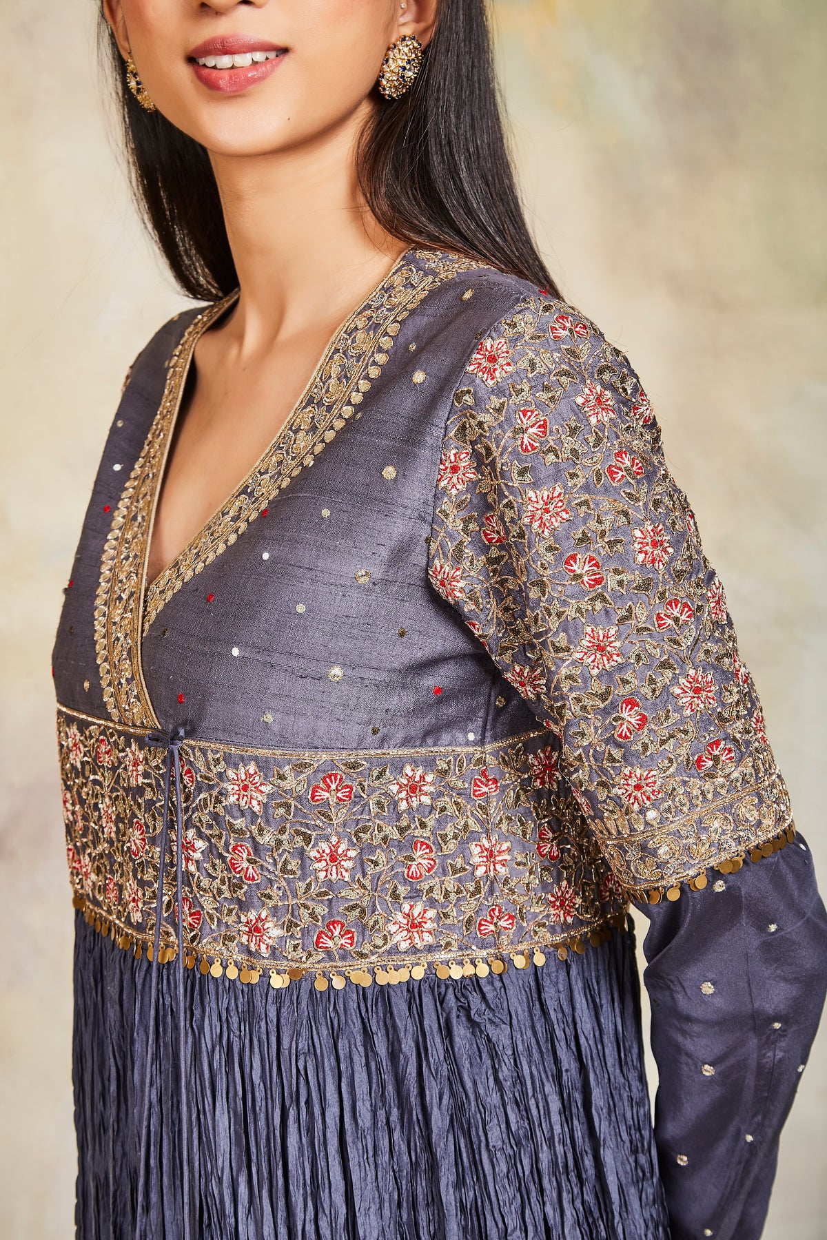 Grey anarkali set