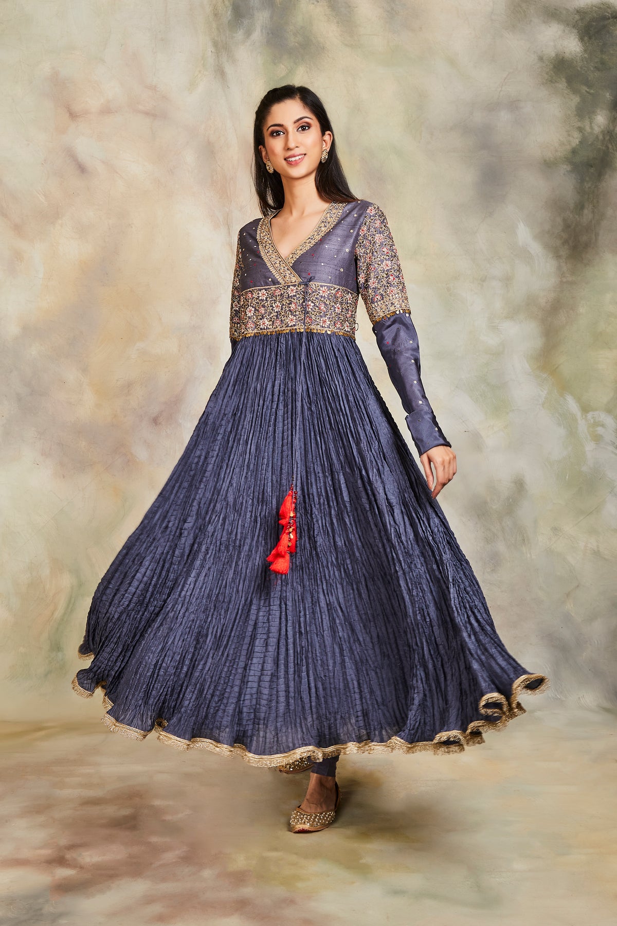 Grey anarkali set