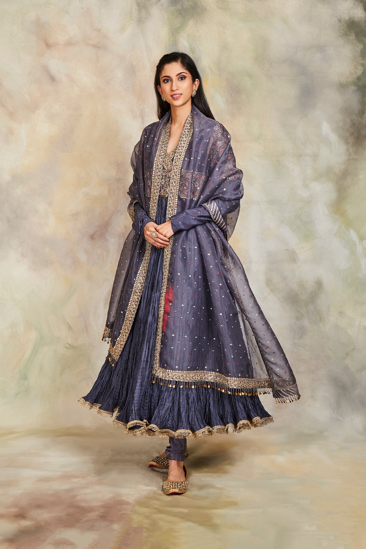 Grey anarkali set