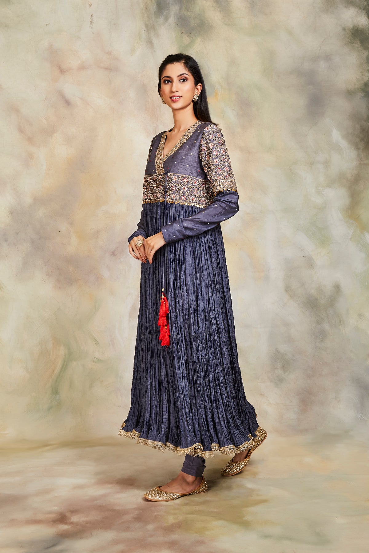Grey anarkali set