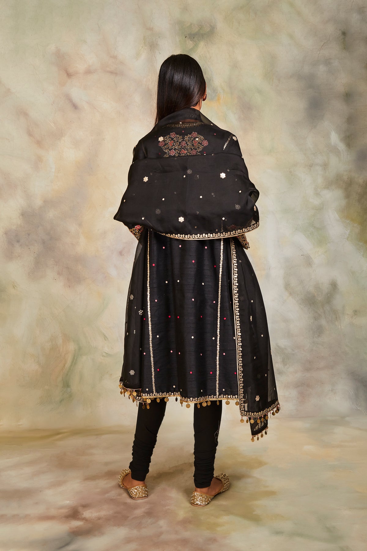 Black dabka kurta set