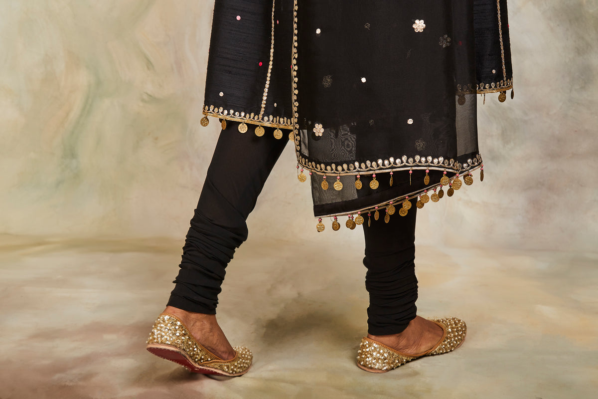Black dabka kurta set