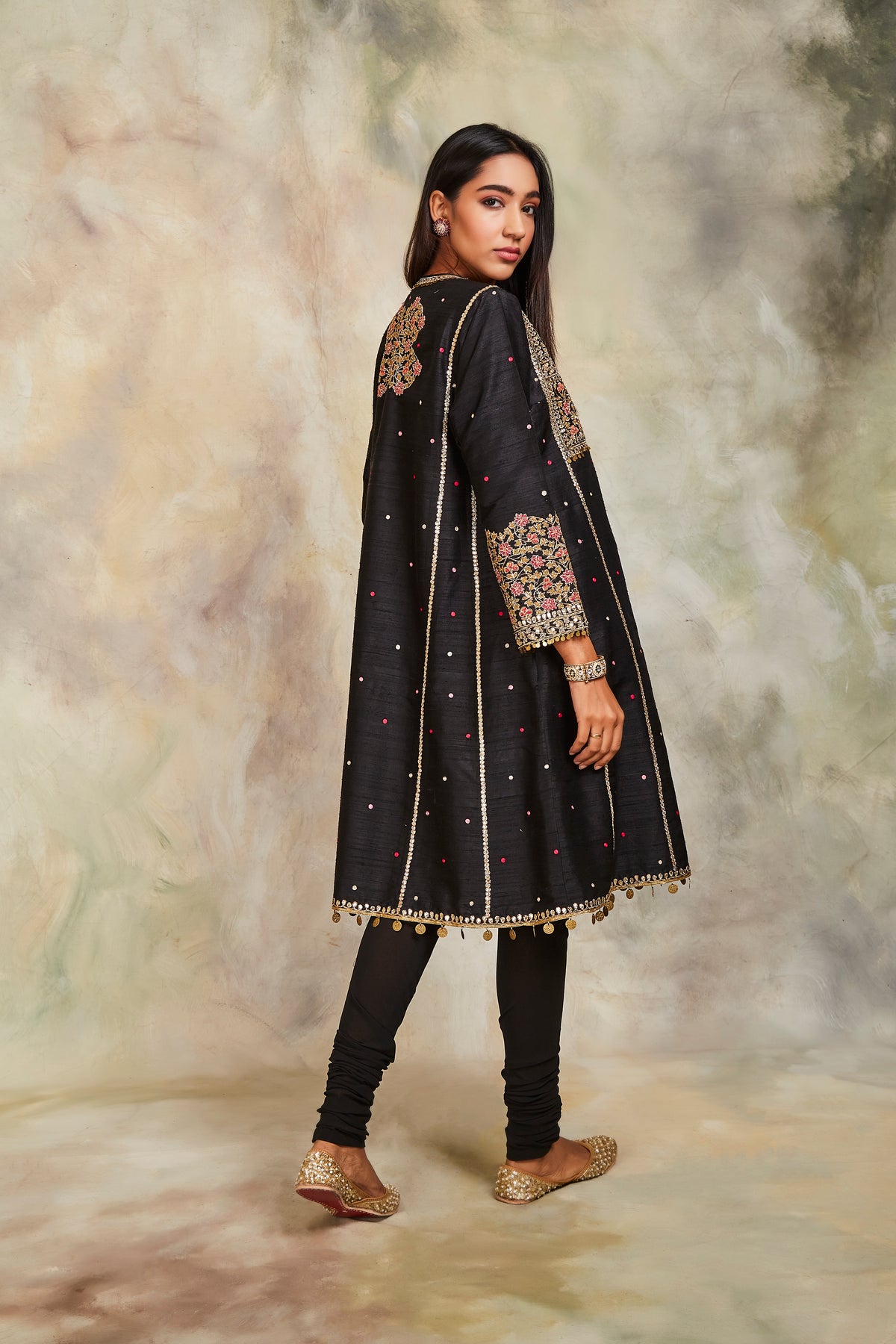 Black dabka kurta set