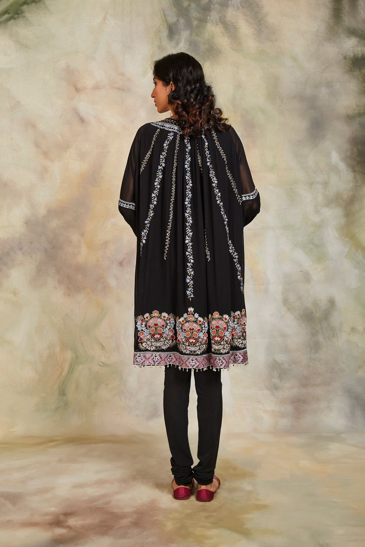 Black resham kurta set
