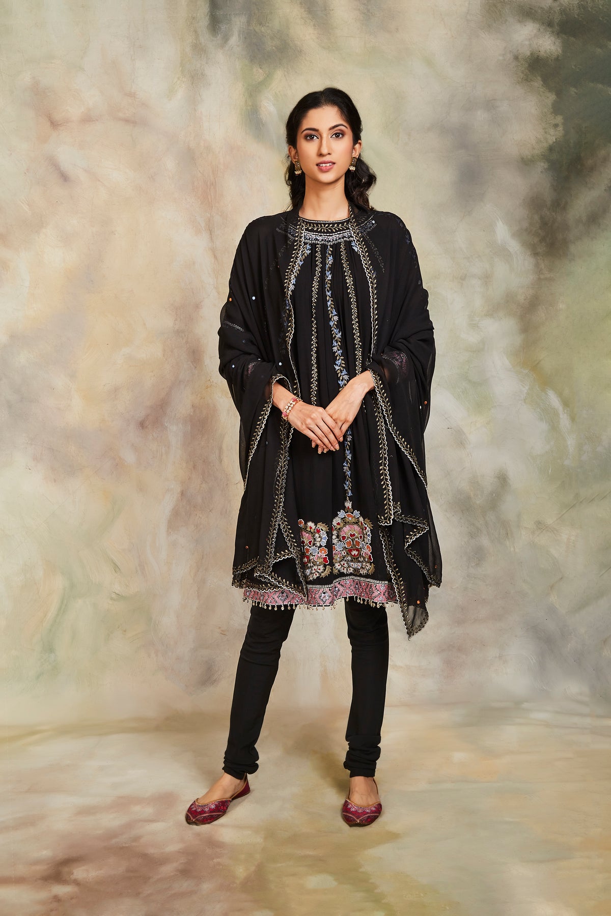 Black resham kurta set