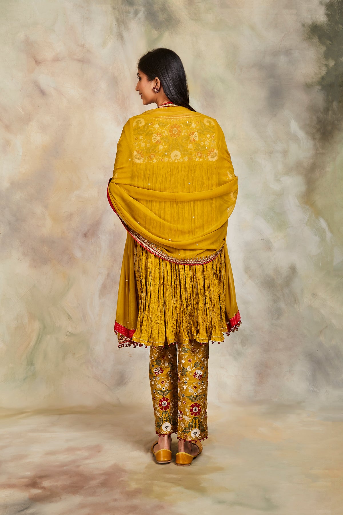 Mustard anarkali set
