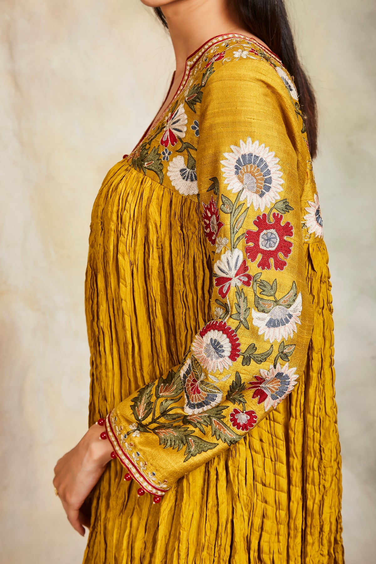 Mustard anarkali set