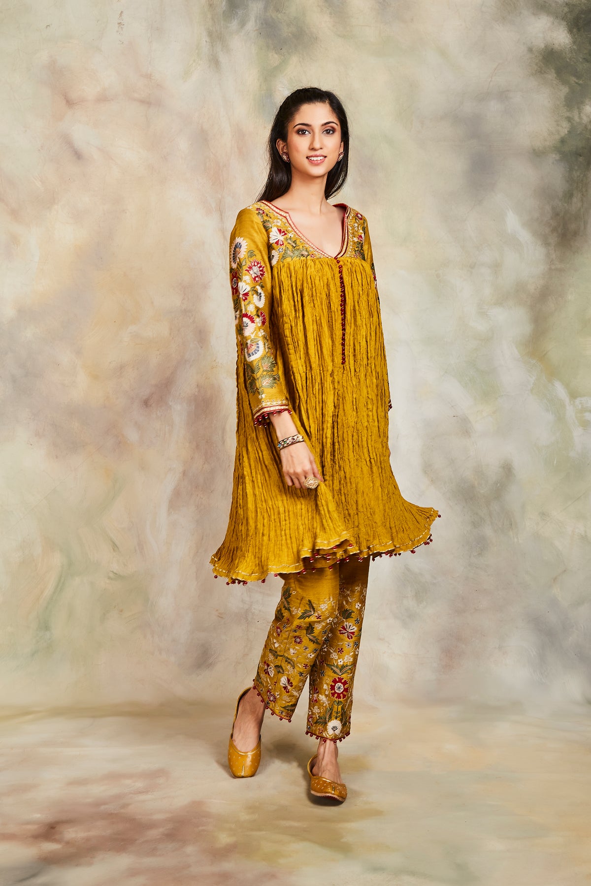 Mustard anarkali set