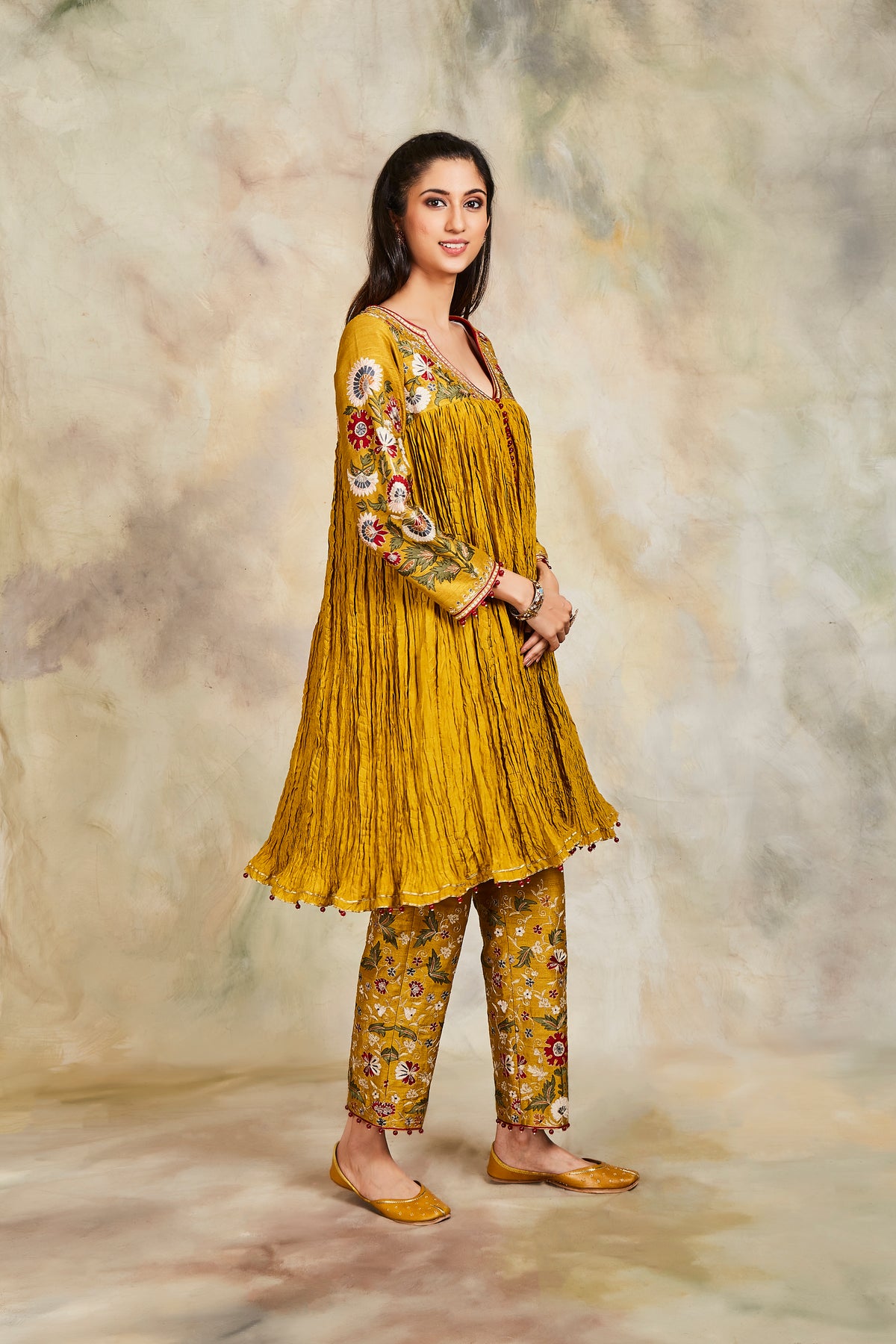 Mustard anarkali set