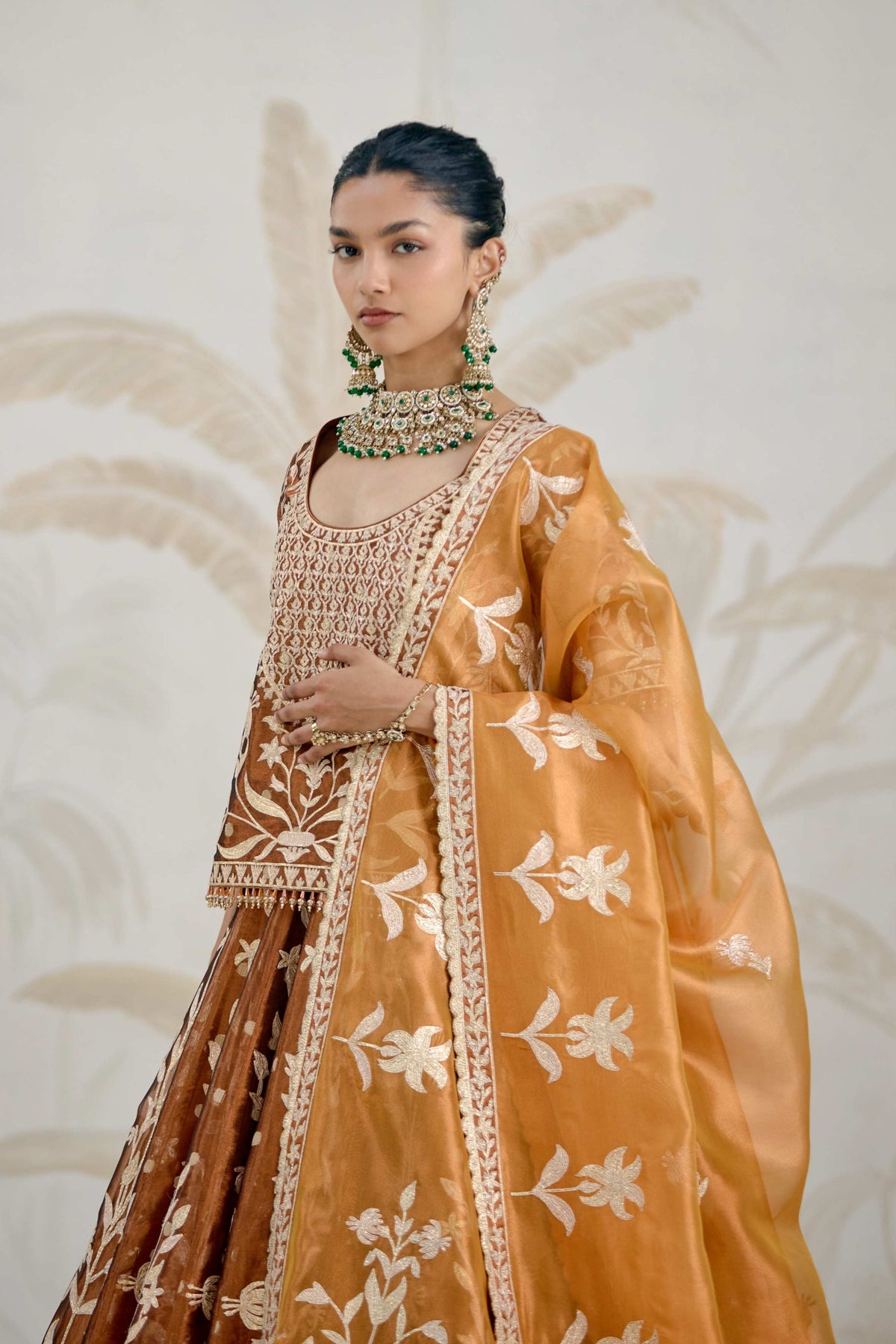 Coffee Brown Kurti-lehenga Set